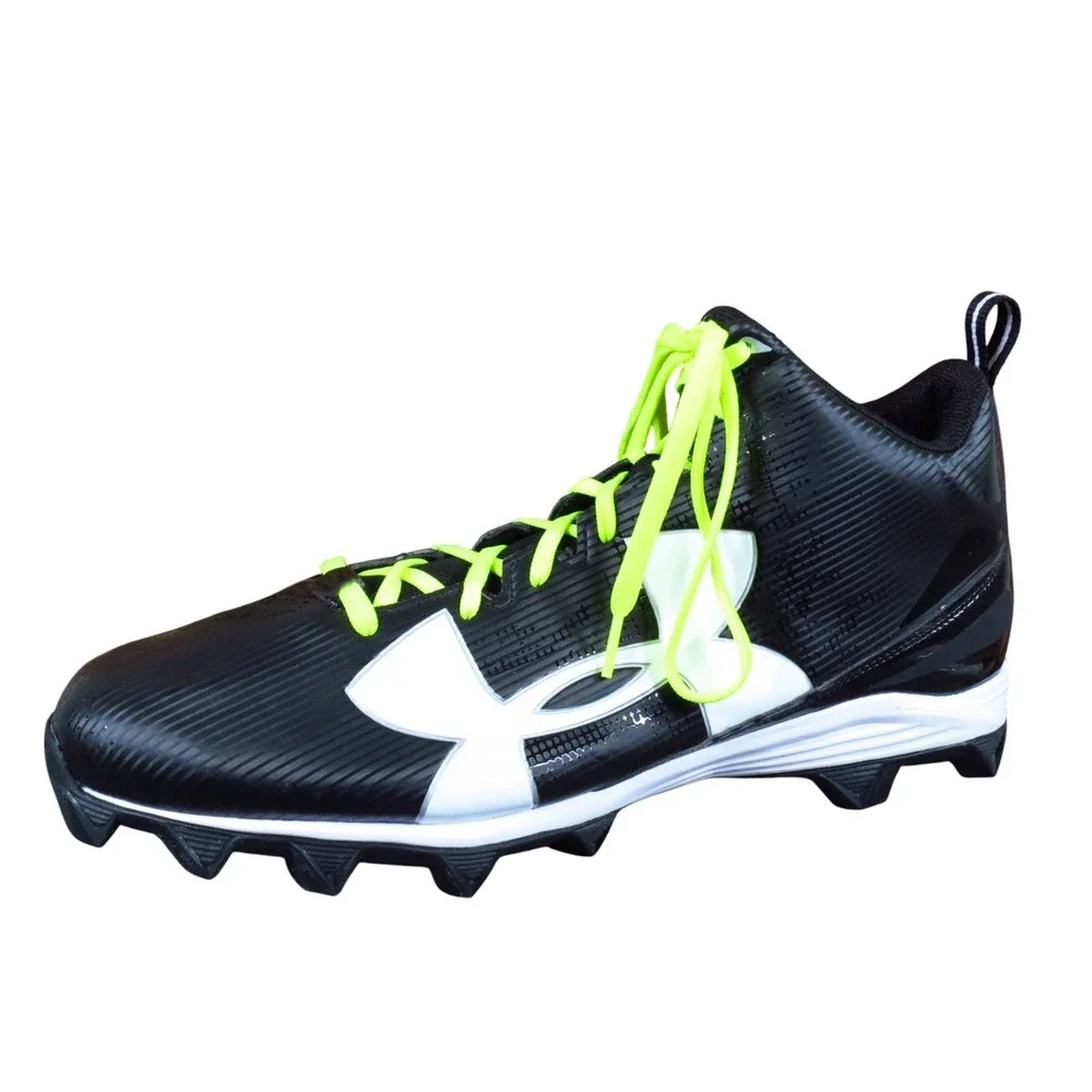 Under Armour Crusher RM Mens Football Cleats Size 16 Athletic Black White Neon
